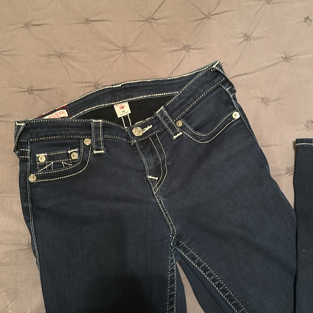 True Religion Dark Blue Jeans. Size 29. Halle Mid-Rise Super Skinny. - Picture 2 of 4